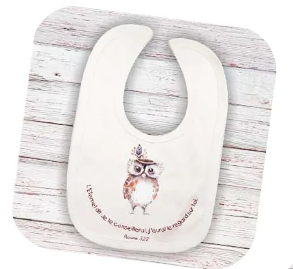 Bavoir "hibou" - Psaume 32v.8