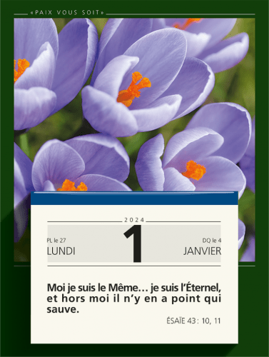 Calendrier Paix vous soit - Gros caractères - 1 verset