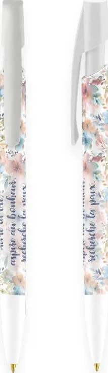 Stylo motifs floraux - Aime la vie, aspire au bonheur, recherche la paix PS34:12-15