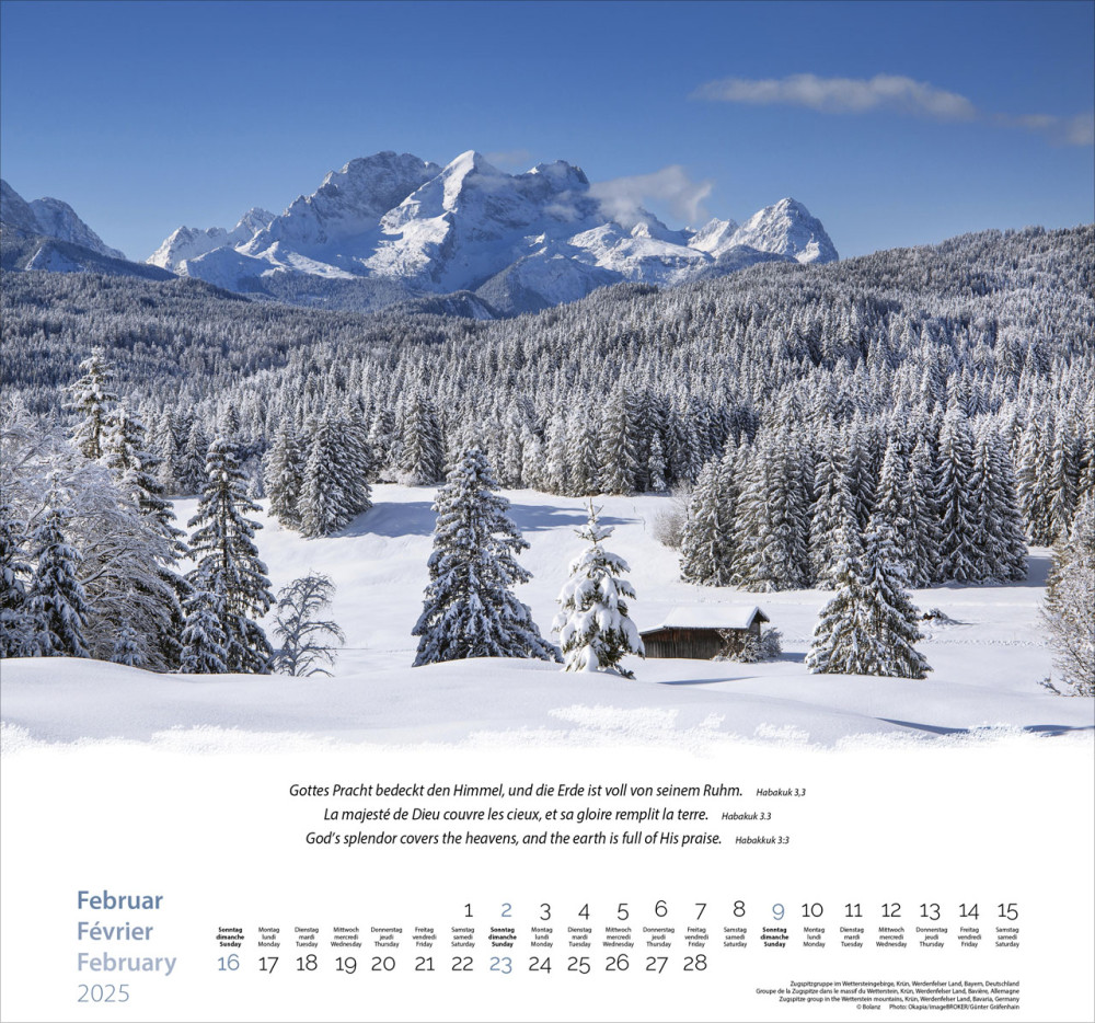 Calendrier Montagnes - trilingue, poster mural