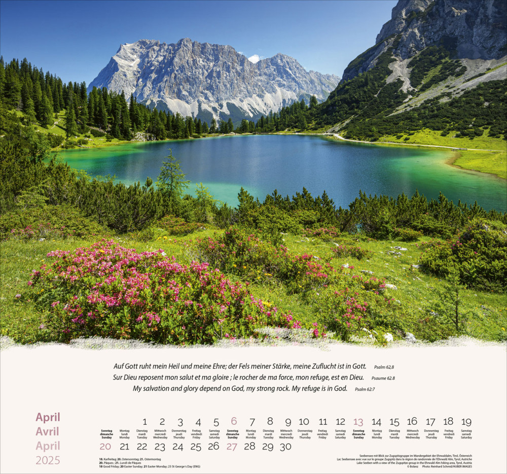 Calendrier Montagnes - trilingue, poster mural