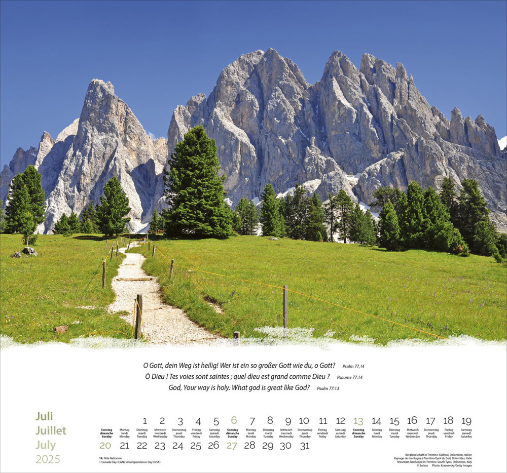 Calendrier Montagnes - trilingue, poster mural