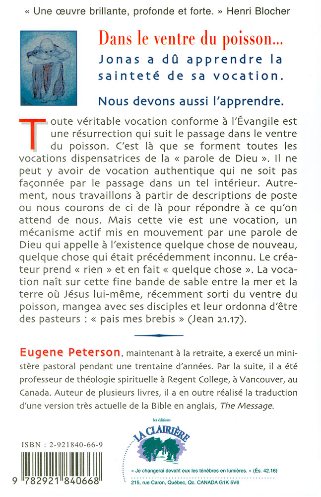DANS LE VENTRE DU POISSON - ON L'ON APPREND LA SAINTETE DE SA VOCATION