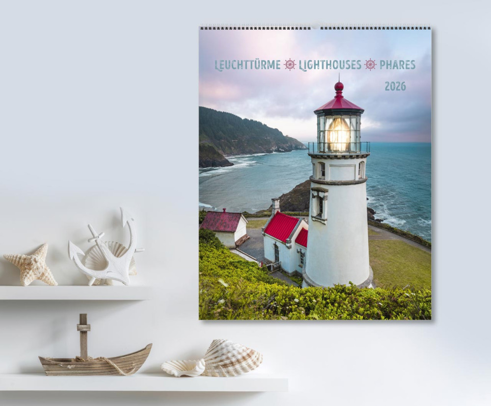 Calendrier Phares - trilingue, poster mural
