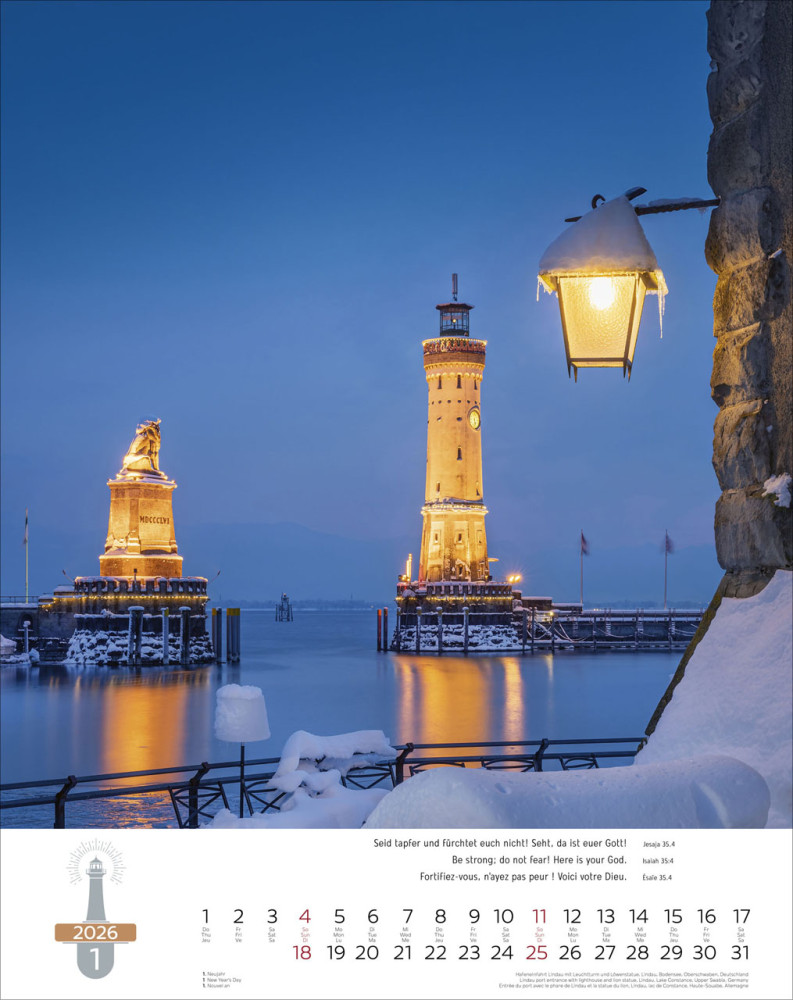 Calendrier Phares - trilingue, poster mural