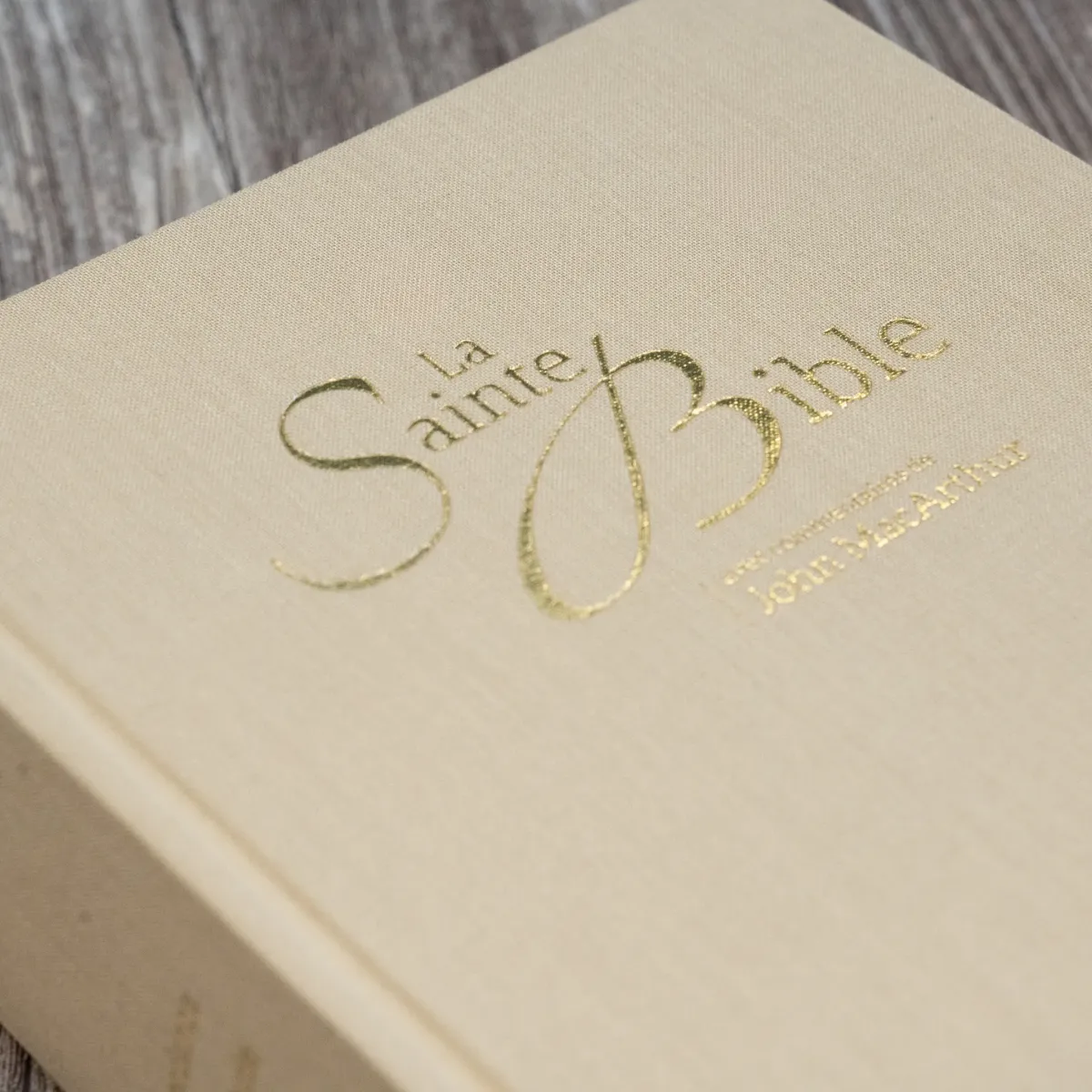 Bible NEG MacArthur semi-rigide, toile beige