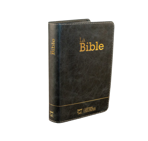 Bible Segond 21 compacte  (Premium style) - Couverture semi-rigide cuir anthracite, tranches or