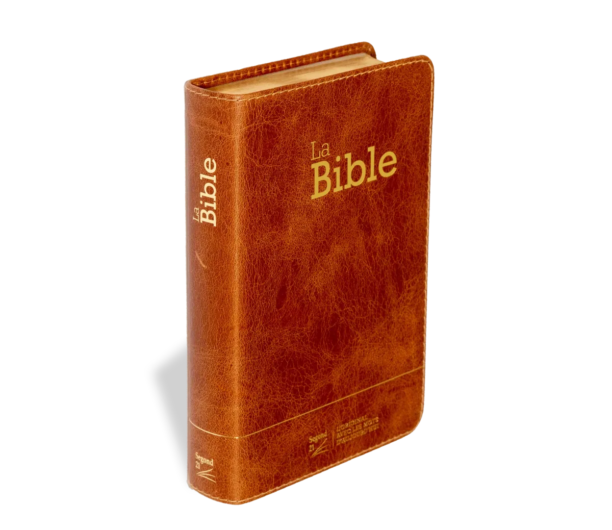 Bible Segond 21 compacte  (Premium style) - Couverture semi-rigide cuir brun, tranches or