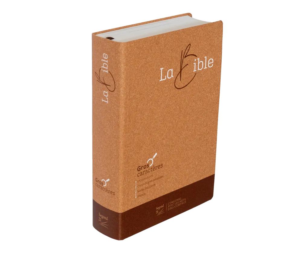 Bible Segond 21, gros caractères - couverture semi-rigide, papier brun chiné en fibres naturelles