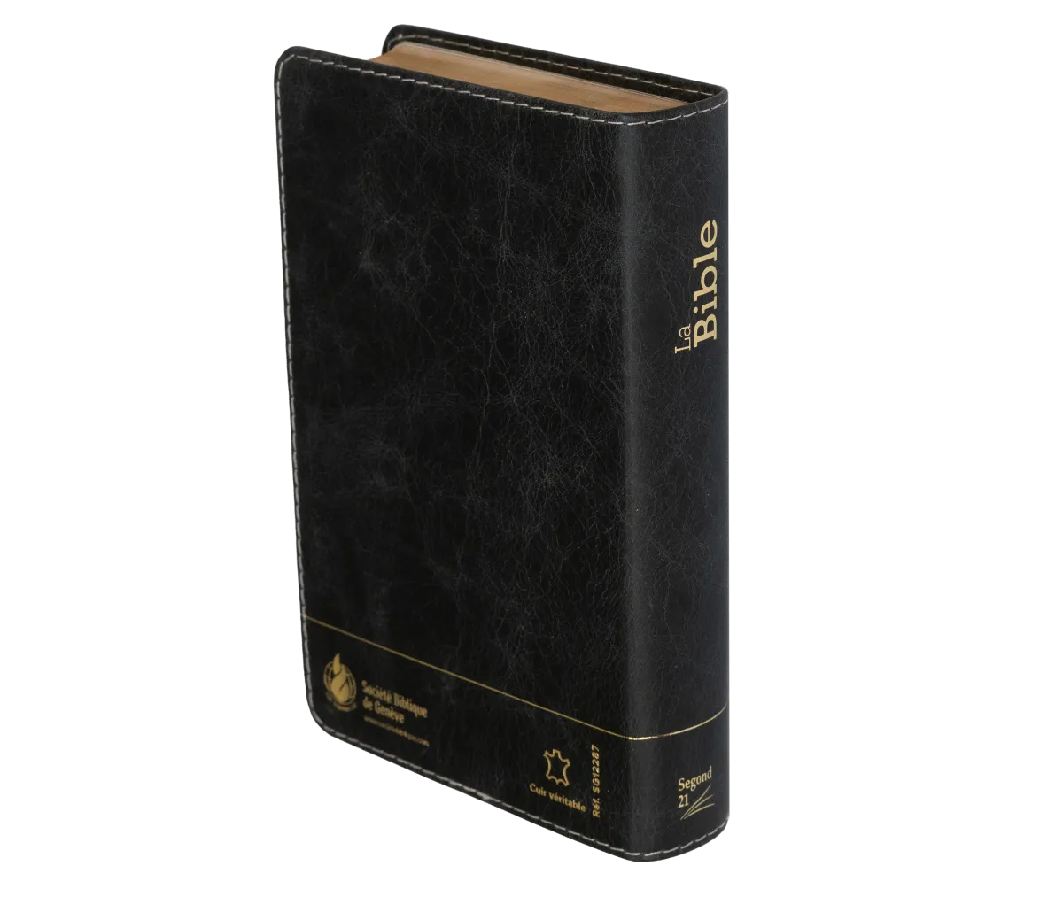 Bible Segond 21 compacte  (Premium style) - Couverture semi-rigide cuir anthracite, tranches or