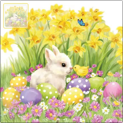 Serviette grande Amis de Pâques (Easter friends)