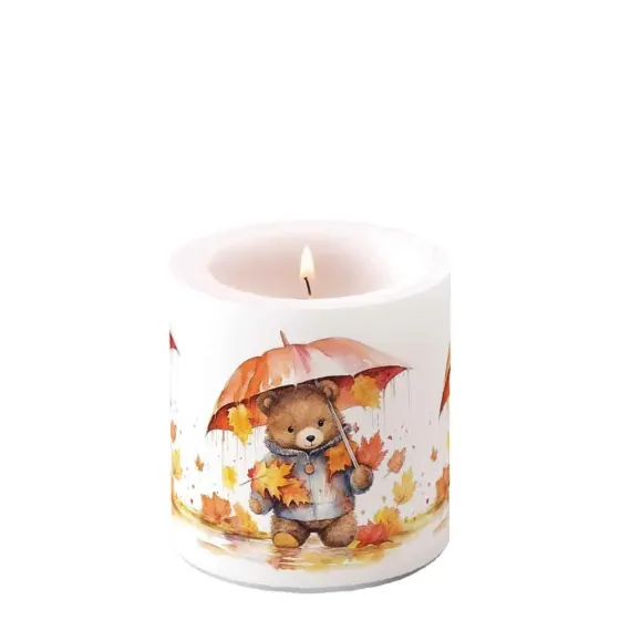 Bougie Ourson sous son parapluie
