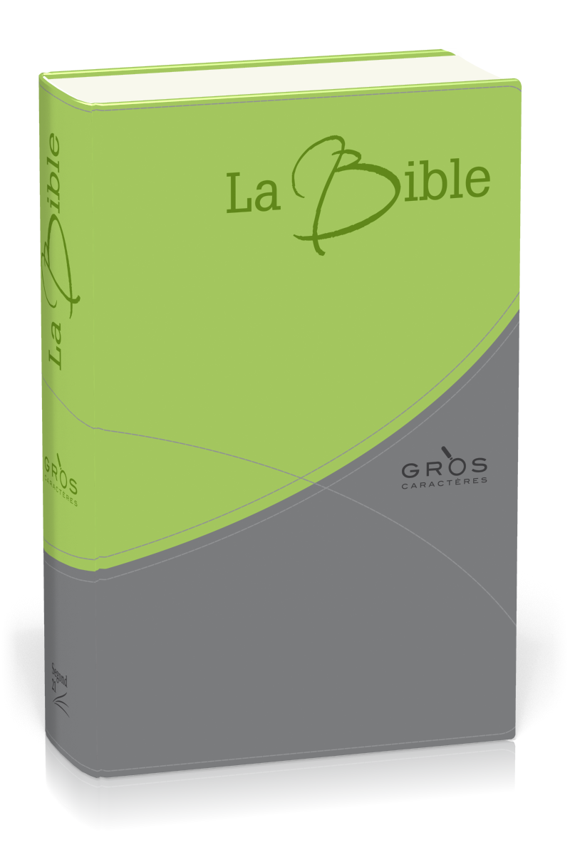 Bible Segond 21 gros caractères souple fibrocuir duo vert-gris