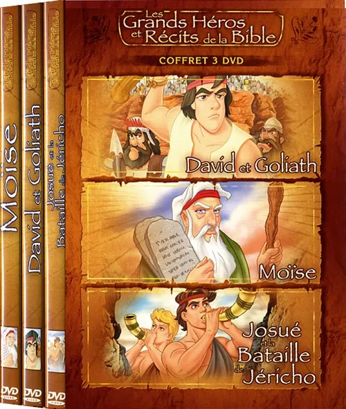 DAVID ET GOLIATH, MOISE, JOSUE, 3 DVD DESSIN ANIME