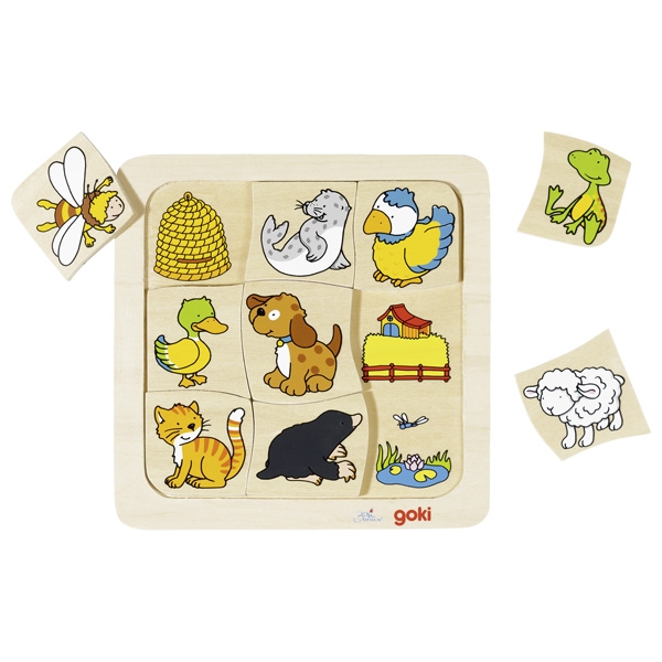 Puzzle - Qui vit où ? - 9 pièces - 18X18 cm