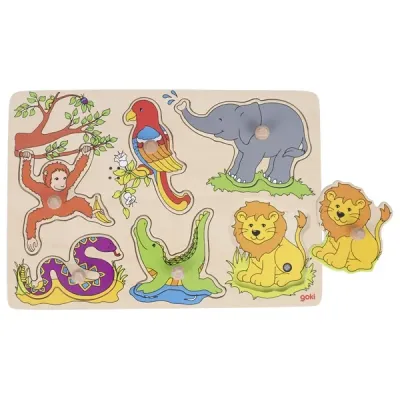 Puzzle - Avec prise en bois - Animaux du zoo - avec sons