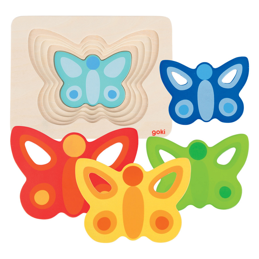 Puzzle - Papillon - 5 couches - 5 pièces - 13.3x17.3 cm