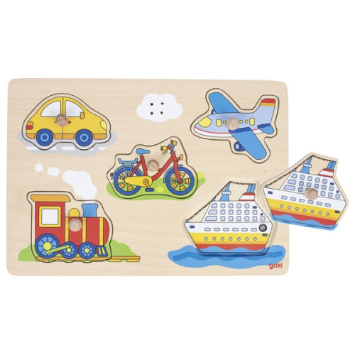 Puzzle - Avec prise en bois - Transports - avec sons