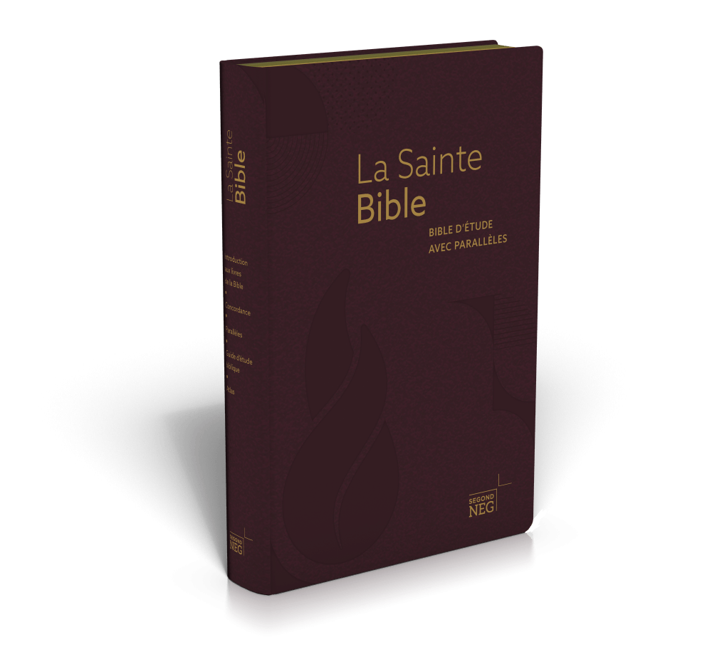 Bible d'étude NEG à parallèles, bordeaux - Souple, fibrocuir, tranche or, onglets