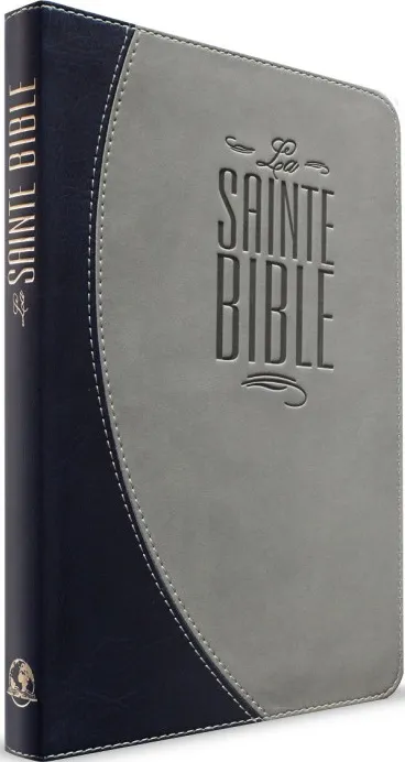 Bible Segond Esaie 55 souple similicuir duo bleu-gris avec ferm. éclair et onglets 384