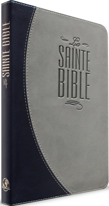 Bible Segond Esaie 55 souple similicuir duo bleu-gris avec ferm. éclair et onglets 384