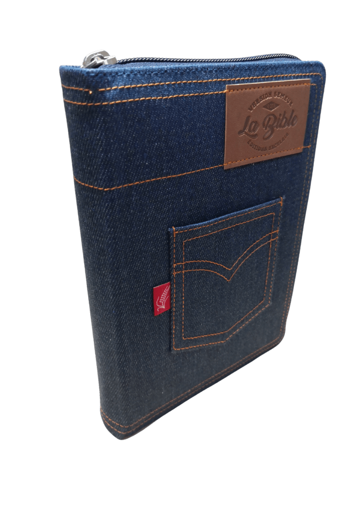 Bible Semeur 2015, couverture jeans souple bleue, avec zip, tranche blanche