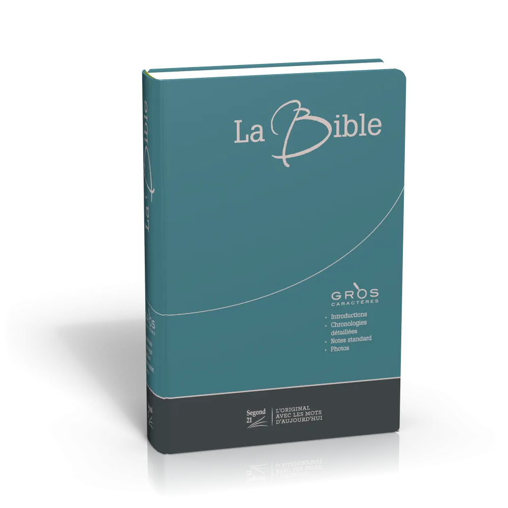 Bible Segond 21, gros caractères, duo bleu-gris